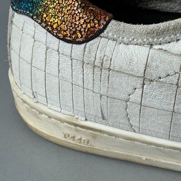 P448 Women's White Johnny Glitter Removable Insole Solid Carved Sneaker, Size 37 - Picture 3 of 16